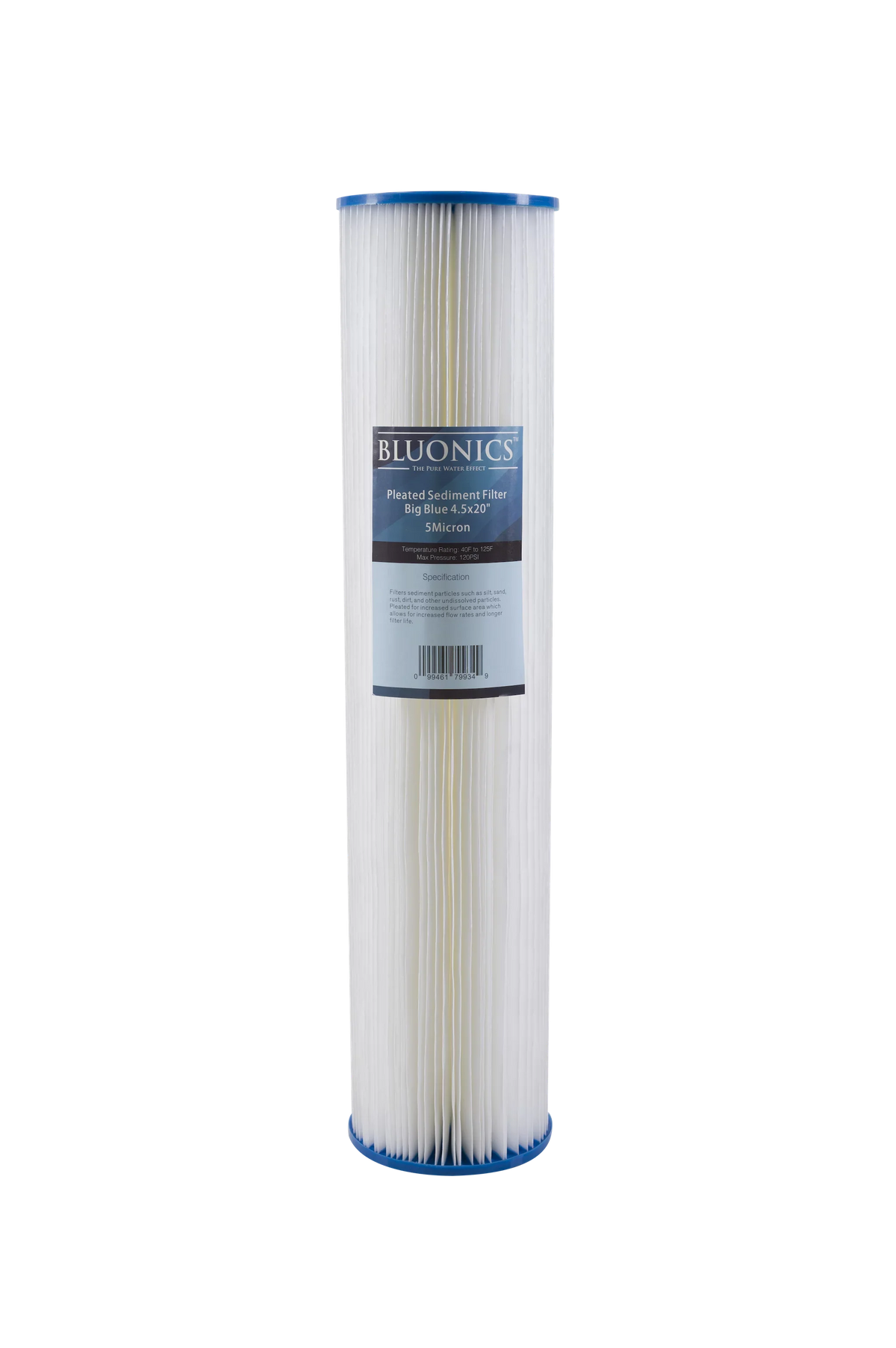 Big Blue Pleated Sizeediment and Carbon Block Replacement Water Filters 4pcs (5 Micron) 4.5" x 20" Cartridges