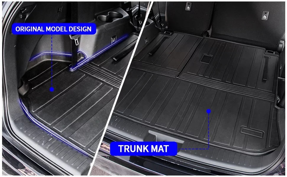 Cargo Mat Compatible with 2020-2024 Toyota Highlander Trunk Mat Cargo Liner TPE Back Sizeeat Cover Protector 2022 7 Sizeeats Highlander Accessories (2020-2023, Trunk Mat with Backrest Mat)