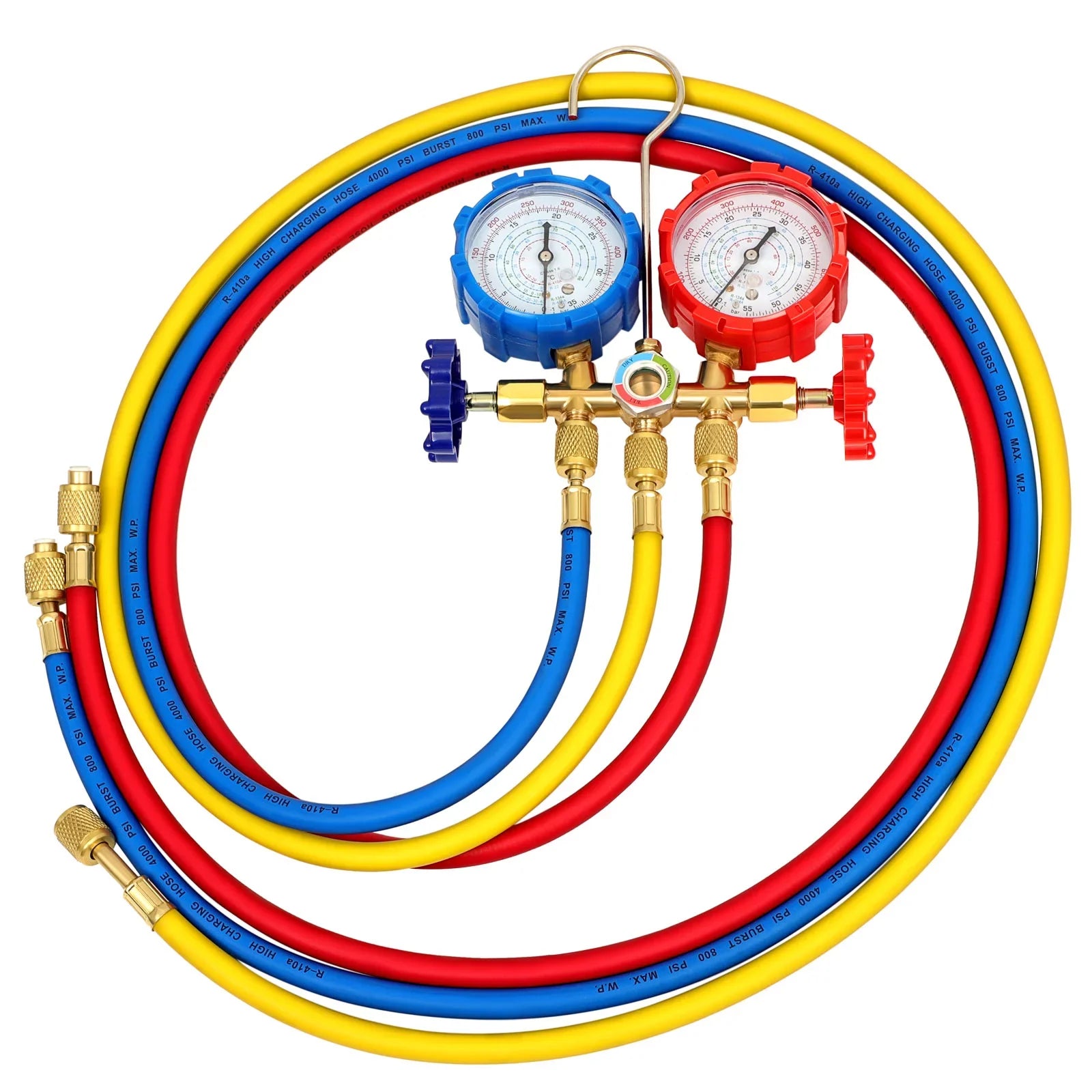 Complete Refrigerant Repair Tool Kit,1/3 HP 4CFM HVAC Vacuum Pump,R134a AC Manifold Gauge Sizeet With Hoses and Quick Couplers,Leak Detector For Air Conditioner