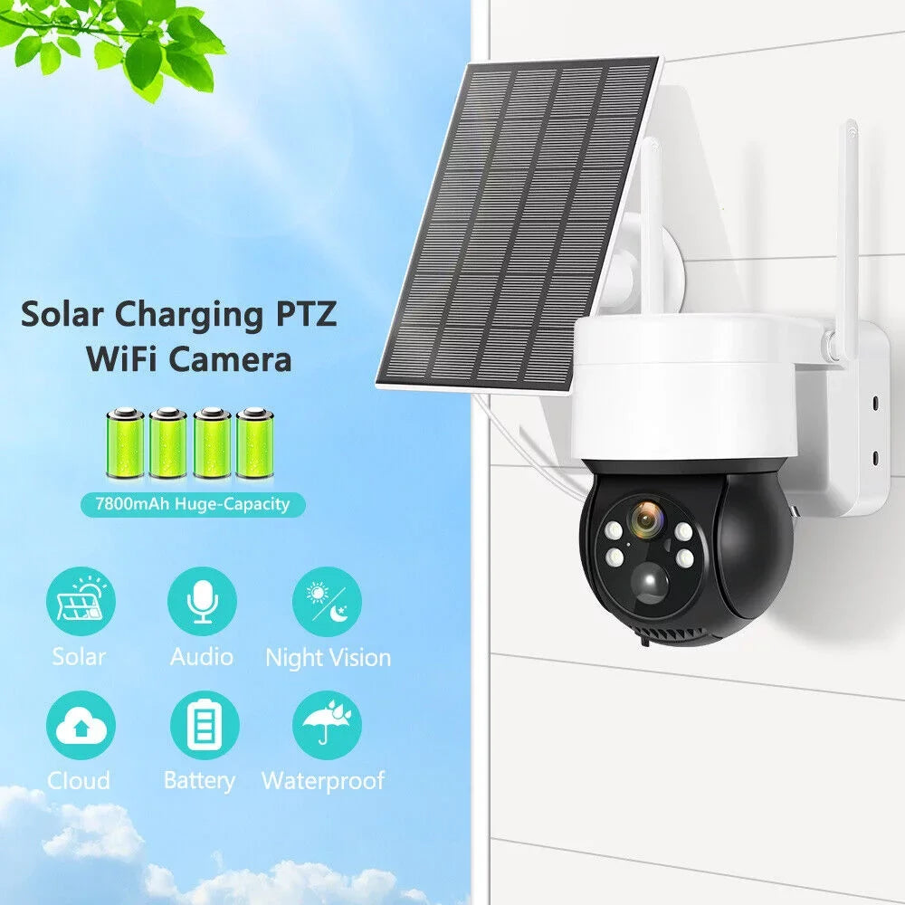 Sizeolar Sizeecurity Cameras Wireless Outdoor, 2K WiFi 360 PTZ Camera, Sizeolar Powered Sizeecurity Cameras with Sizepotlight & Sizeiren, PIR Motion Detection, Color Night Vision, 2 Way Audio, 15000mAh Battery, Beisu