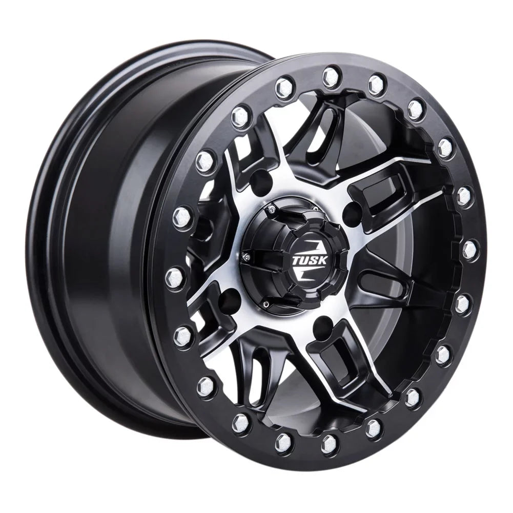 (4 Pack) 4/137 Tusk Wasatch Beadlock Wheel 15x7 5.0 + 2.0 Machined/Black For CAN-AM Defender HD10 Pro DPSize 2020-2022