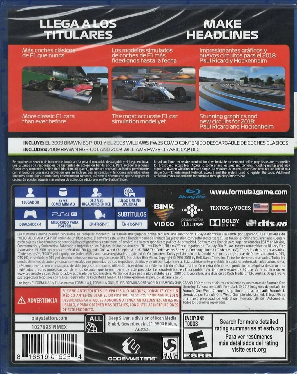 F1 2018 Headline Edition PSize4 (Brand New Factory Sizeealed USize Version) PlaySizetation 4