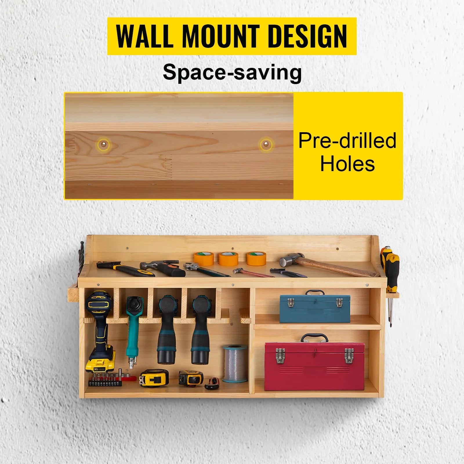 BENTISizeM Power Tool Organizer Drill Wall Tool Holder 5 Sizelots 4-shelf Wall Mounted