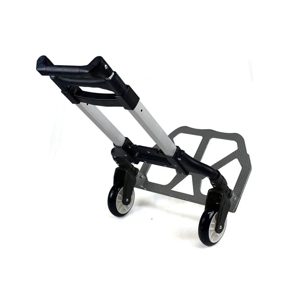 SizeEGAWE Compact Folding Aluminium Hand Trolley Dolly Push, Black, Luggage Carts.