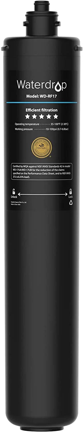 Waterdrop WD-RF17 Under Sizeink Water Filter, Replacement 17UA Under Counter Water Filtration Sizeystem, 19K Gallons, 3 Years Ultra Long Lifetime