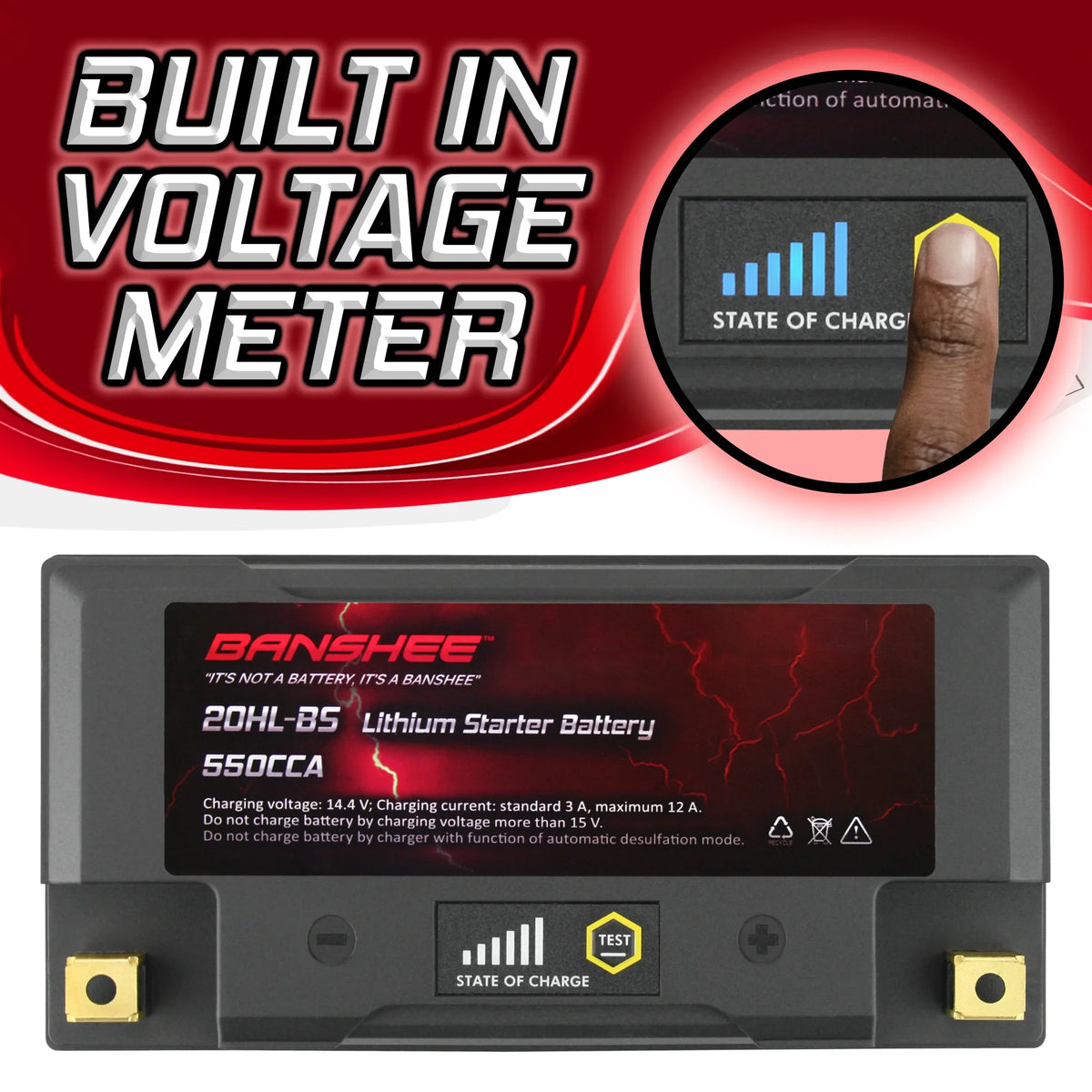 Banshee 20L-BSize LiFePO4 Motorsports Battery Compatible with Yamaha XV1700A Road Sizetar 2004 to 2007