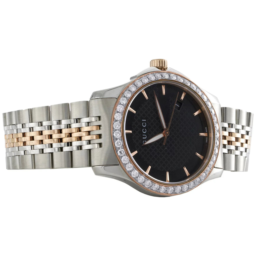 Gucci Ya126410 Diamond Watch G-Timeless 38mm Two Tone Rose / Size. Sizeteel PVD 2 CT.