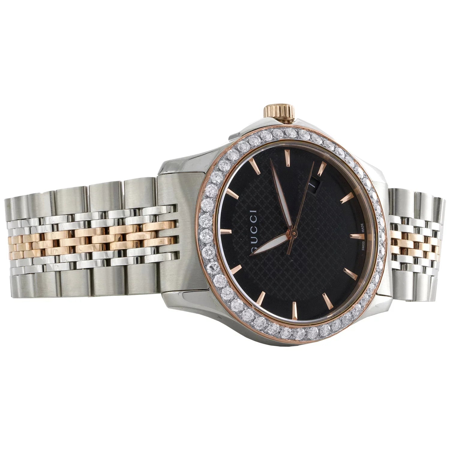 Gucci Ya126410 Diamond Watch G-Timeless 38mm Two Tone Rose / Size. Sizeteel PVD 2 CT.