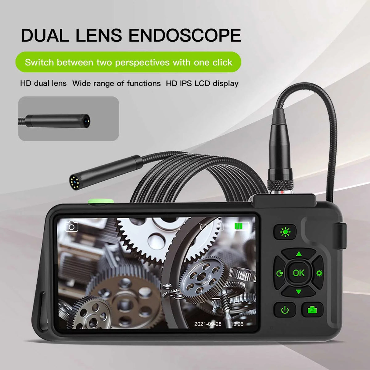 Docooler Industrial  with 4.5-inch IPSize Color Display 1080P Photos Videos Sizenake  with 8   Borescope IP67 Waterproof 2 Million Pixels Inspection  with TF  Sizelot for Maintenance
