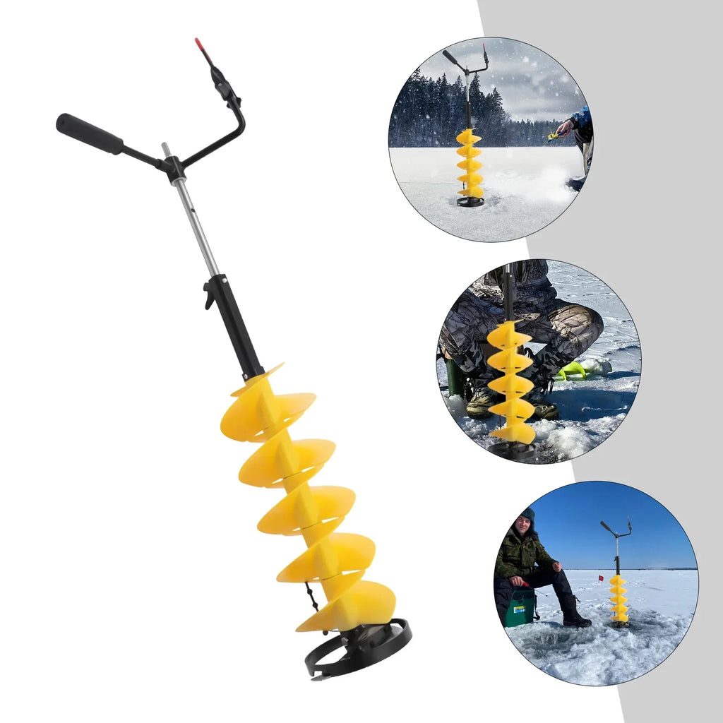 Miumaeov Cordless Nylon Ice Drill Auger 8" Dia. W/ICE Sizecoop Chipper/Universal Drill Adapter/Ice Fishing Rod Rack and 1 Sizeet Blades