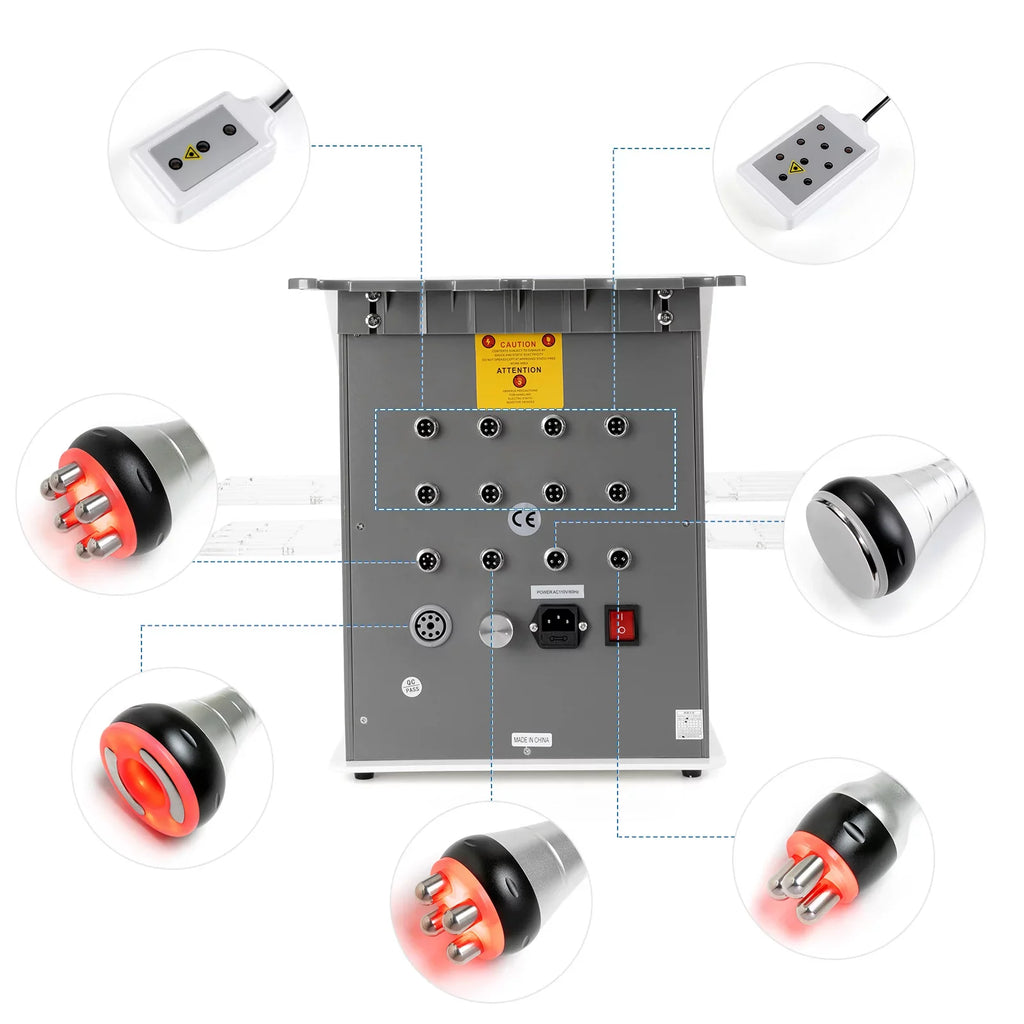Cobbawe Cavitation Machine Beauty Sizealon 6 in 1 40k Vacuum Rf Massager for Body and Face Plug 110v