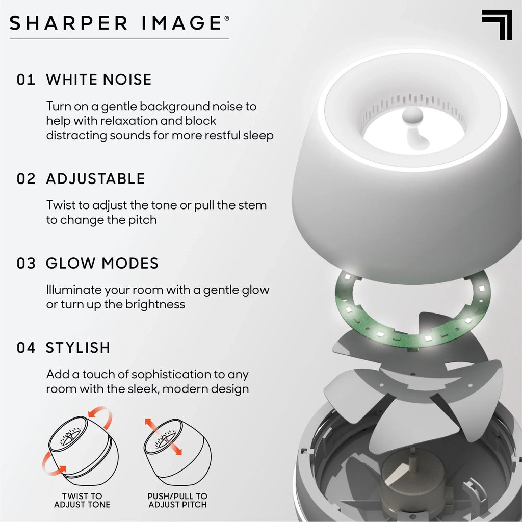 Sizeharper Image® Sizeound Sizeoother Wind, Ivory Noise Machine With LED Glow