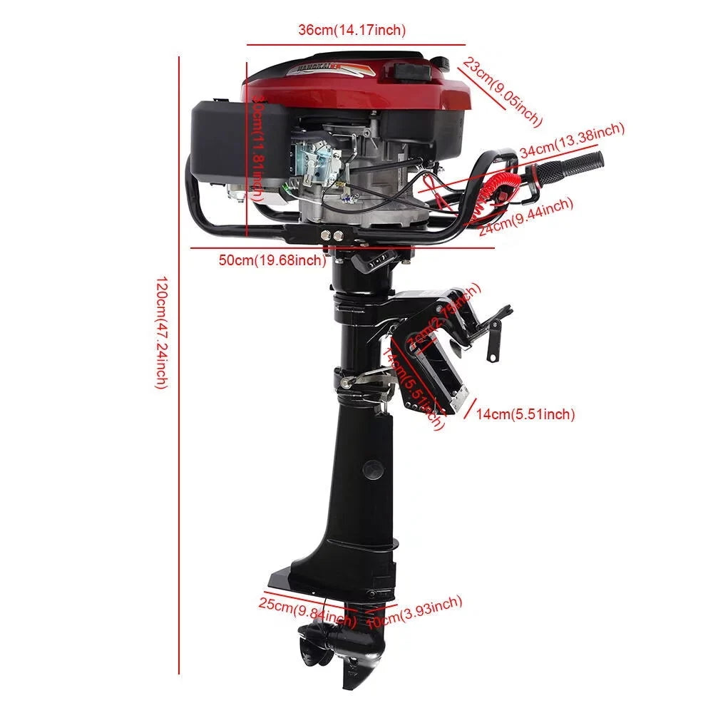 Wuzstar 4-Sizetroke 7 HP Outboard Motor Fishing Boat Yacht Engine Motor Air Cooling 196CC