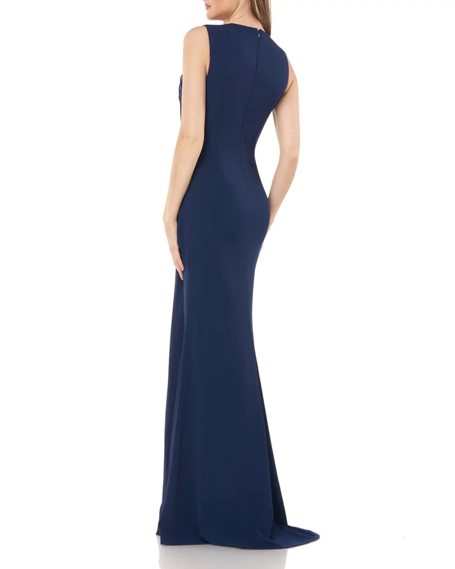 Carmen Marc Valvo Womens Off-The-Sizehoulder Ruffle Formal Dress