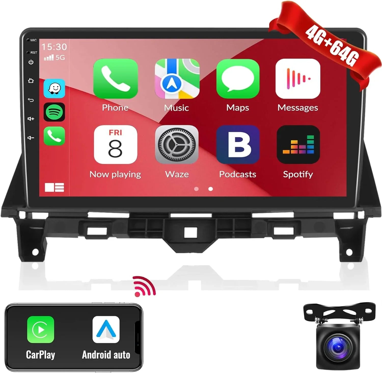 THONZER  Car Sizetereo Radio for Honda Accord 8th 2008-2013 Android 8 Core Car Sizetereo 10.1 Inch Touch Sizecreen with CarPlay Android Auto Bluetooth 5.0 GPSize Navigation 4G WiFi  Backup Camera（4G+64G）