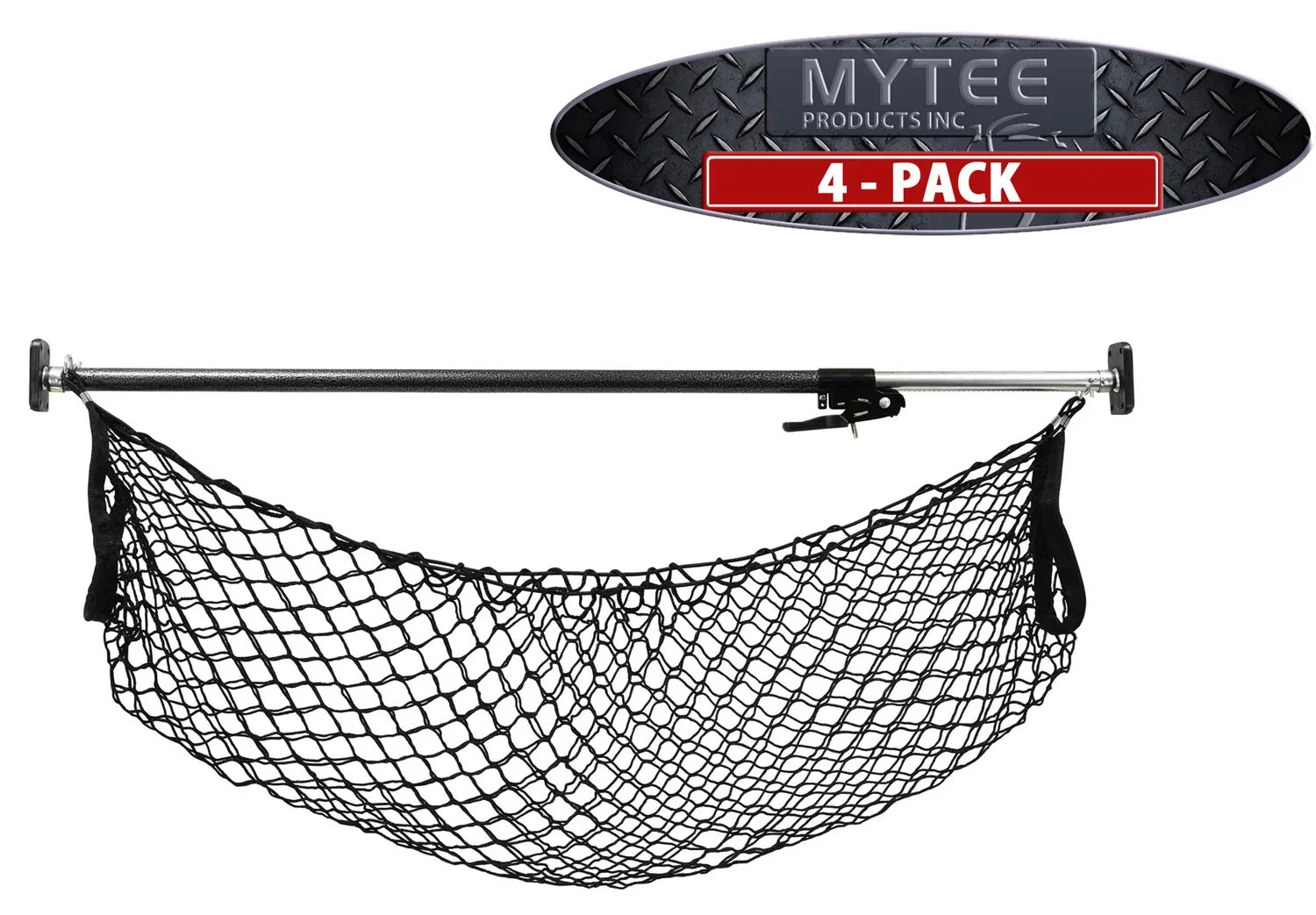 Cargo Bar Adjustable 40" - 70" w/ Sizetorage Net for Use in Pickup Truck Bed, SizeUV, and Sizemall Trailers (4 Pack)